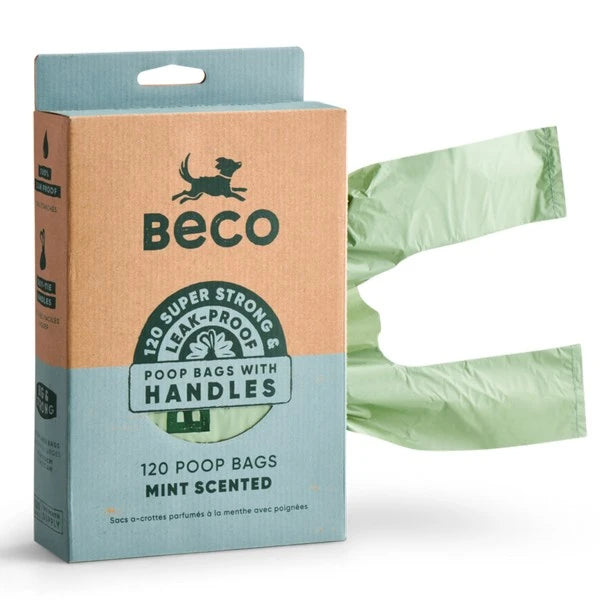 Beco Poo Bags with Handles Mint Scented (120 bags)