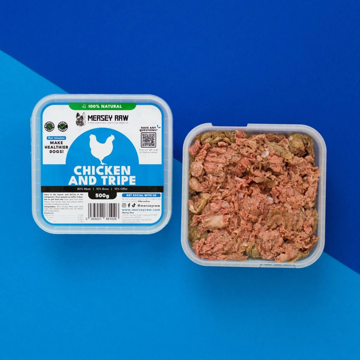 Mersey Raw Chicken & Tripe 500g