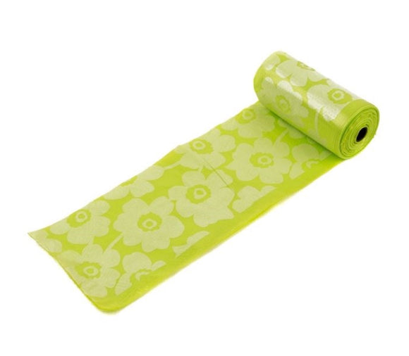 Great & Small Tough Poop Bag Scented Green Flower Print (16 Rolls)