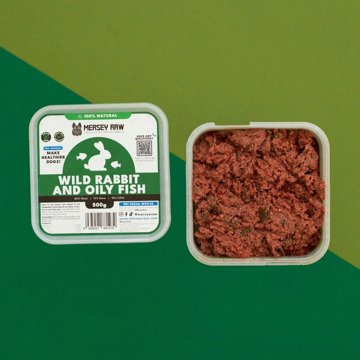 Mersey Raw Wild Rabbit & Oily Fish 500g