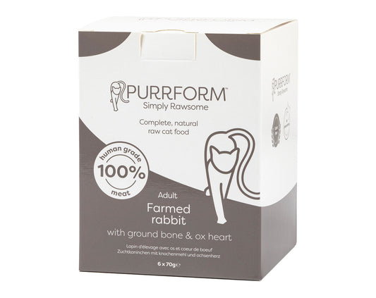 Purrform Farmed Rabbit & Ground Bone with Ox Heart 6 x 70g