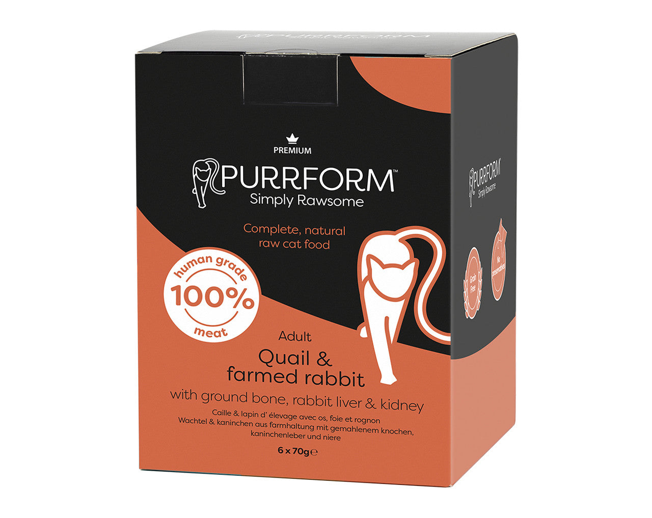 Purrform Quail & Farmed Rabbit & Ground Bone 6 x 70g – Imperial Pets
