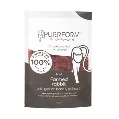 Purrform Farmed Rabbit & Ground Bone with Ox Heart 6 x 70g