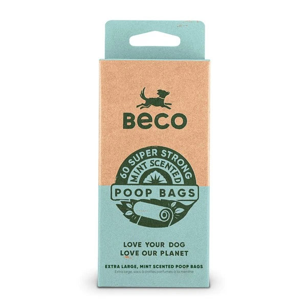 Beco Poo Bag Rolls Mint Scented 4 Rolls (60 Bags)