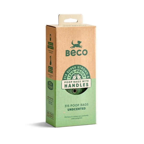 Beco Poo Bag Rolls Unscented with Handles 21 Rolls (315 Bags)