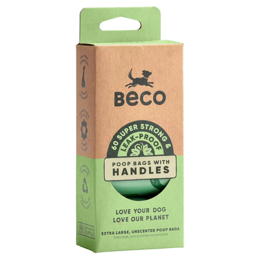 Beco Poo Bag Rolls Unscented with Handles 4 Rolls (60 Bags)