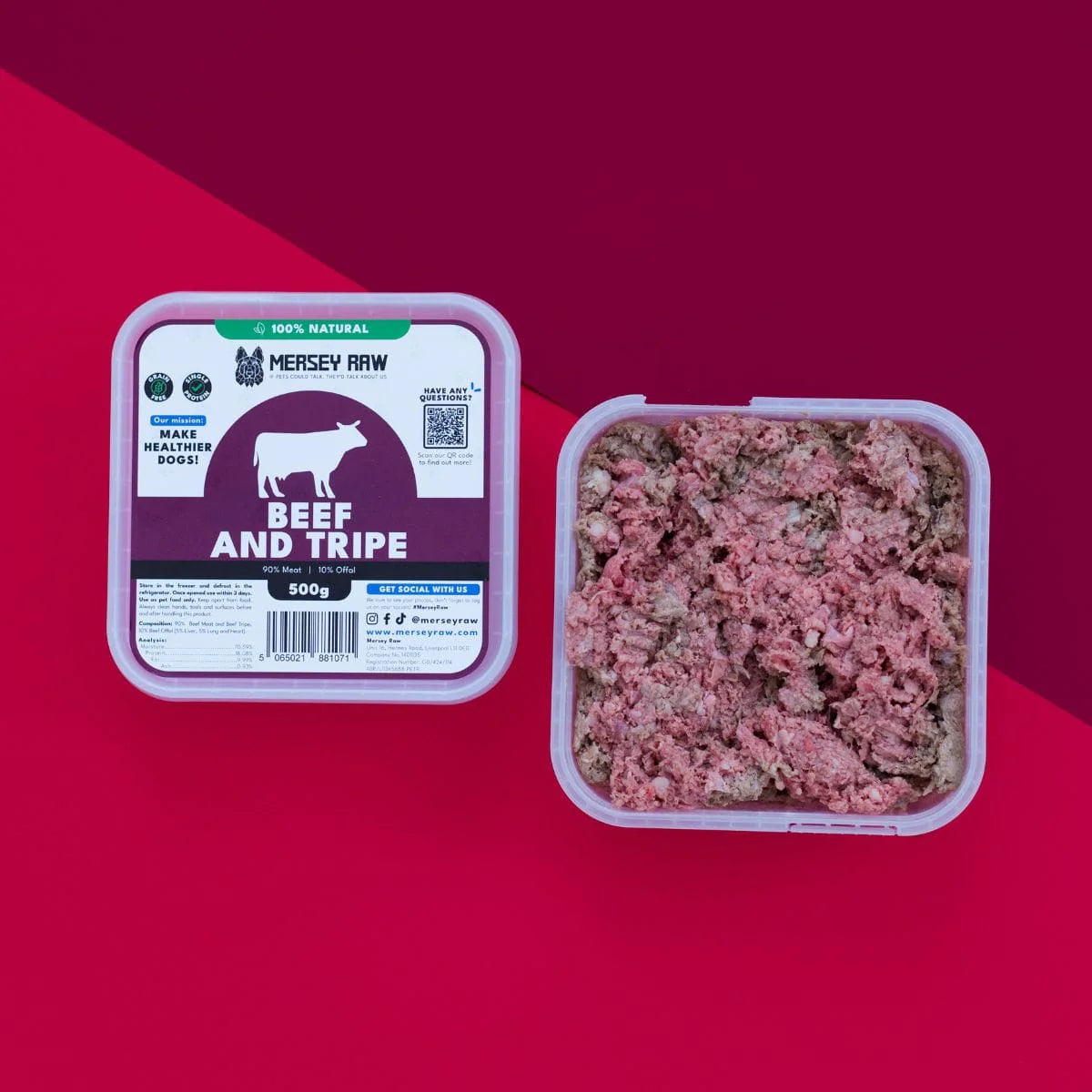 Mersey Raw Beef & Tripe 500g