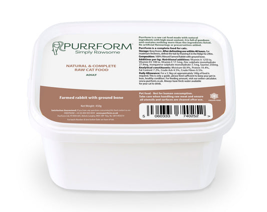 Purrform Farmed Rabbit with Ground Bone 450g