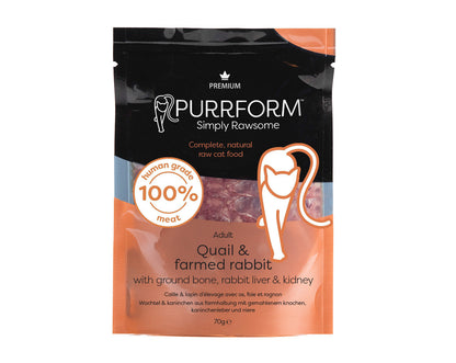 Purrform Quail & Farmed Rabbit & Ground Bone 6 x 70g
