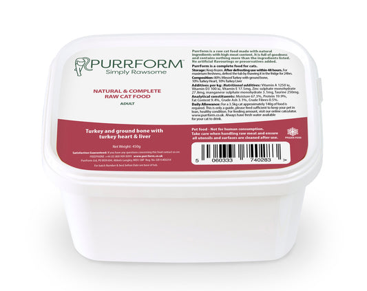 Purrform Turkey & Ground Bone with Turkey Heart & Liver 450g
