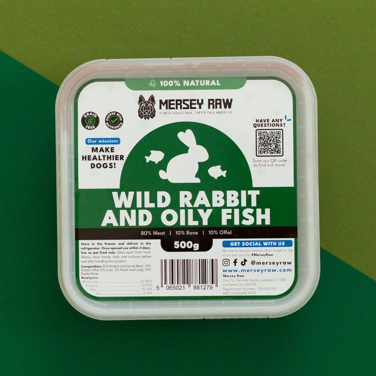 Mersey Raw Wild Rabbit & Oily Fish 500g