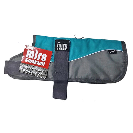 Miro & Makauri Waterproof Dog Coat Teal & Grey