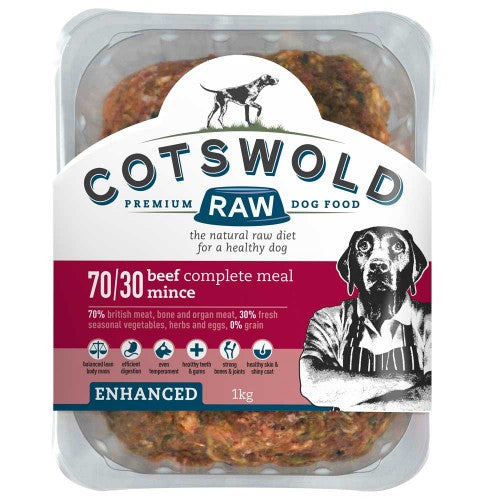 Cotswold Enhanced 70/30 Beef Mince for Senior Dogs 1kg