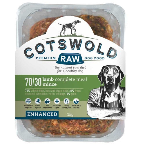 Cotswold Enhanced 70/30 Lamb Mince for Senior Dogs 1kg