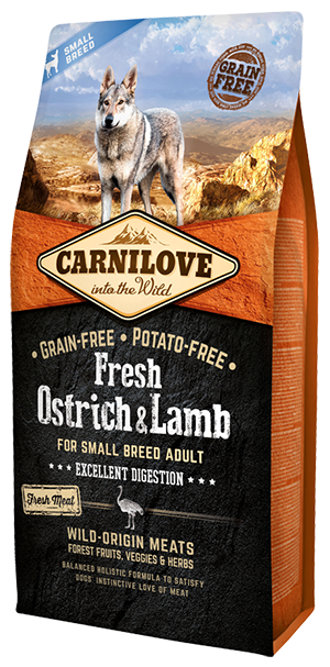 Carnilove Fresh Ostrich & Lamb Adult Small Breed Dry Dog Food